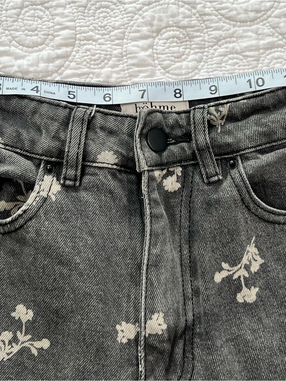 Bohme jeans women’s small black wide leg floral print Relaxed boho whimsigoth - Picture 7 of 16